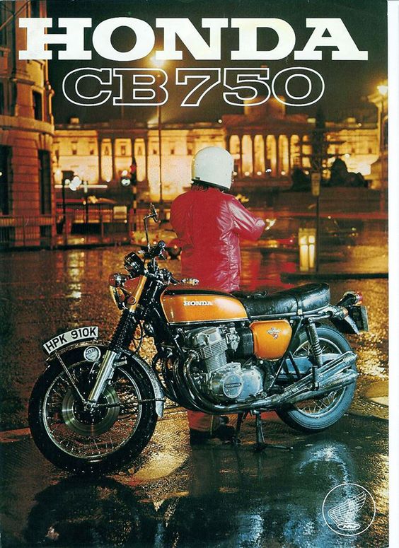 1970 honda 750 four on wet street